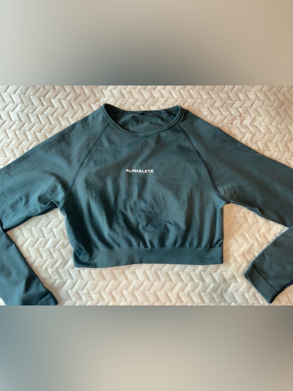Alphalete Seamless Long Sleeve Crop Greenish Grey Size Small